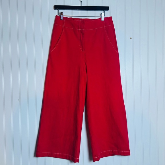 Anthropologie ASTR Nixon Cropped Wide-Leg Strawberry Red L Casual Elegant - Picture 6 of 12
